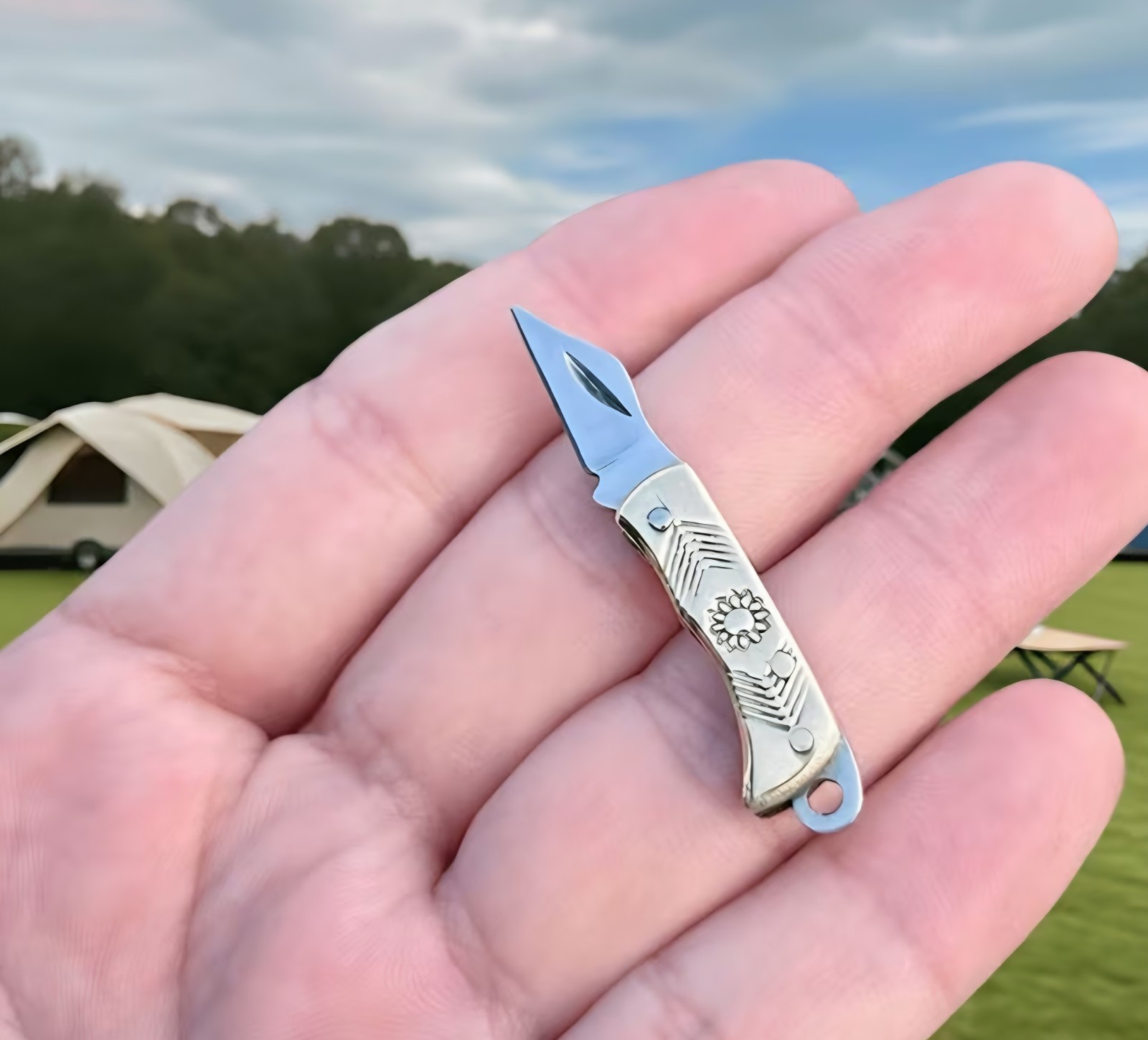 Mini KNIFE EARRINGS-FLOWER ETCHED-FREE Shipping