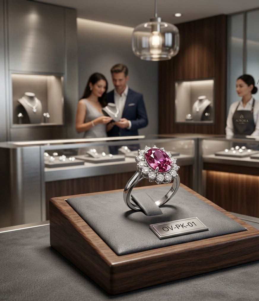Natural Pink Sapphire & Diamond Wedding Gift Ring 14k White Gold 6 (Import Free)