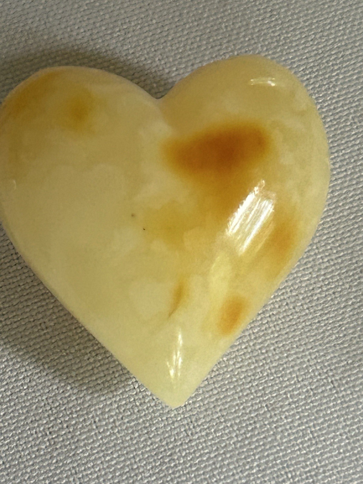 Baltic Butterscotch Natural Solid Amber Puffy Heart 1.5” X1.5” 9.2 grams