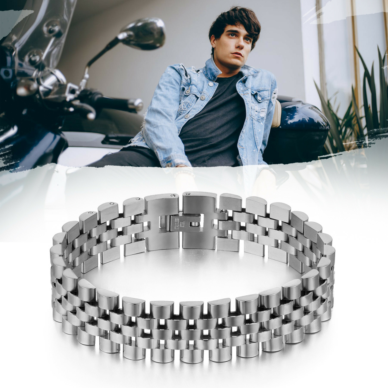 Stainless Steel Mesh Link Chain Bracelet Bangle Mens Father’s Day Jewelry Gift