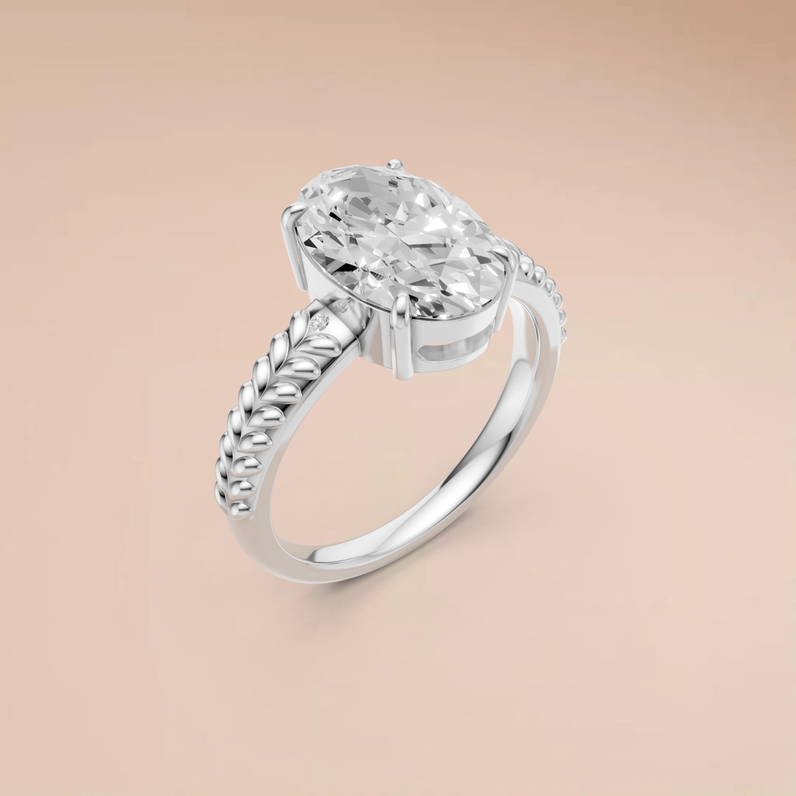 Three Stone Oval Lab Diamond Prong Set Solitaire Engagement Ring