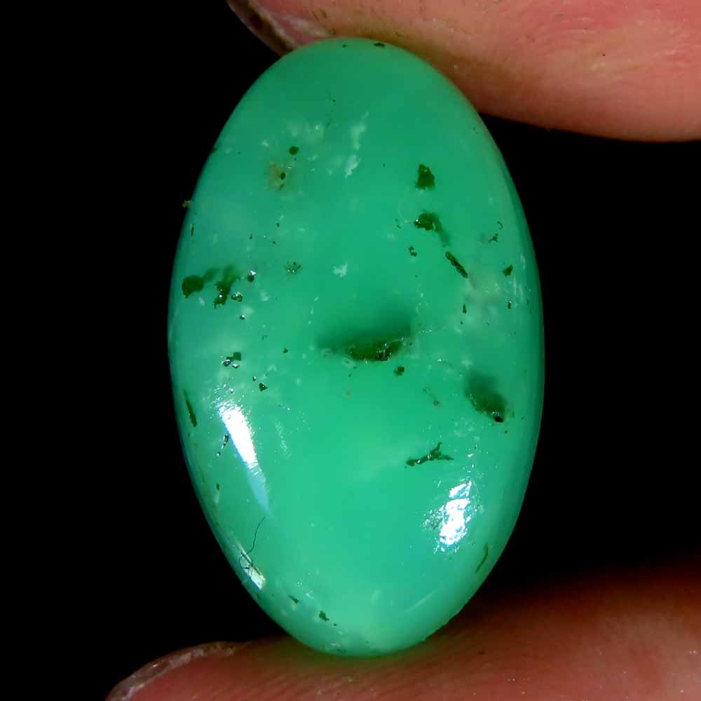 13.30Cts.100%Natural Super Green Chrysoprase Oval Cab 13x21x6mm Losse Gemstones