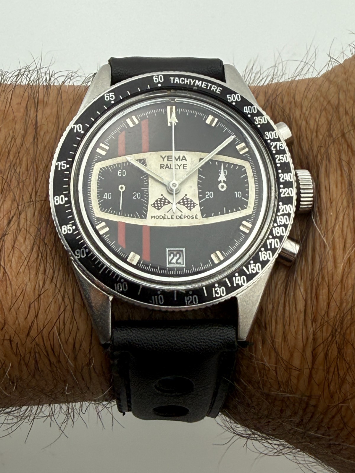 VINTAGE YEMA RALLYGRAF “MARIO ANDRETTI” MANUAL WIND CHRONOGRAPH VALJOUX 7733