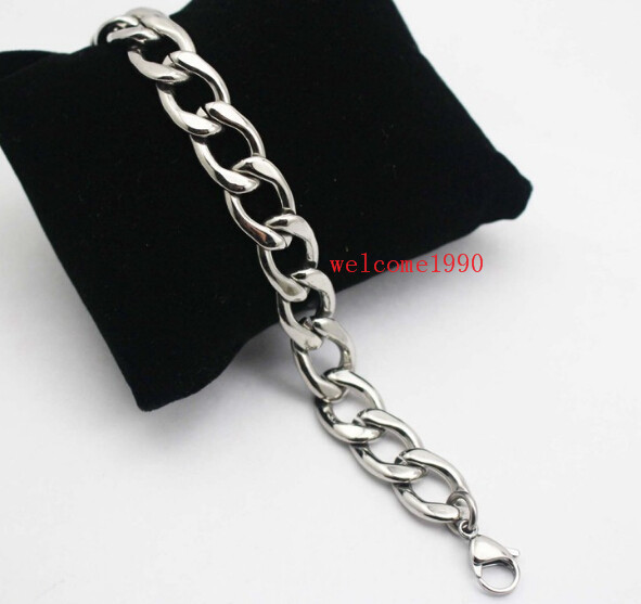 Pure Stainless Steel NK Link Chain Bracelet Women Men Fashion Jewlery 6mm 8”