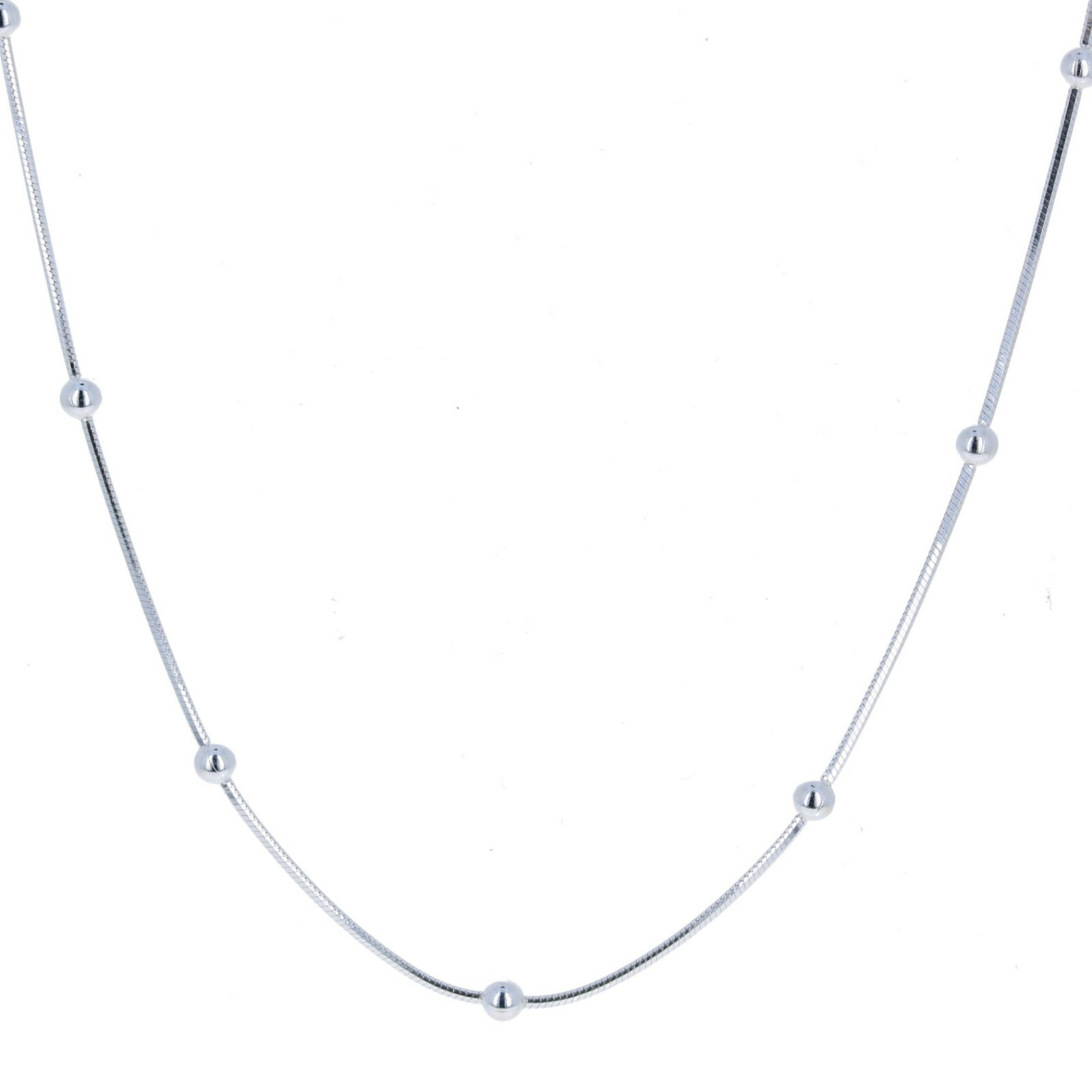 925 Sterling Silver, Diamond Cut Snake and Bead, Italian Silver Chain, 3mm beads