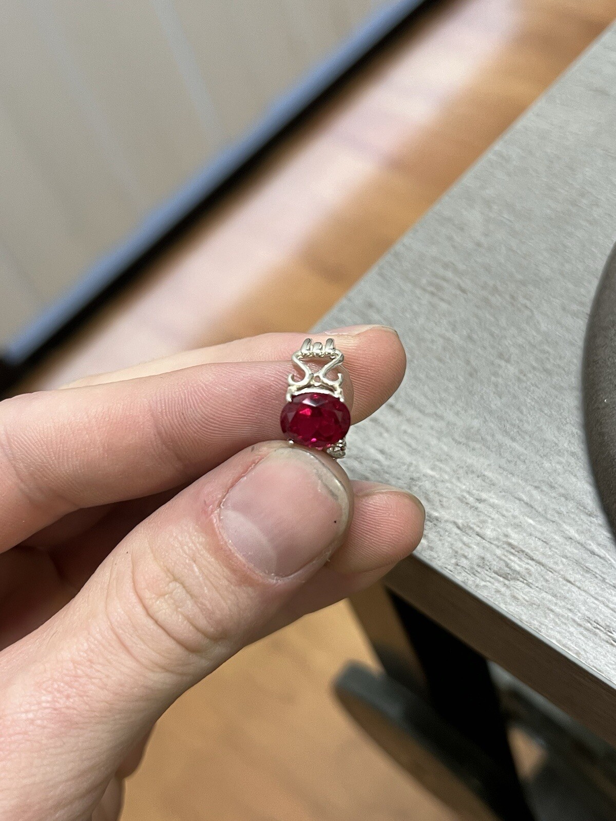 925 Sterling Silver Ruby Red Color Ring 3.2 Grams Size 5