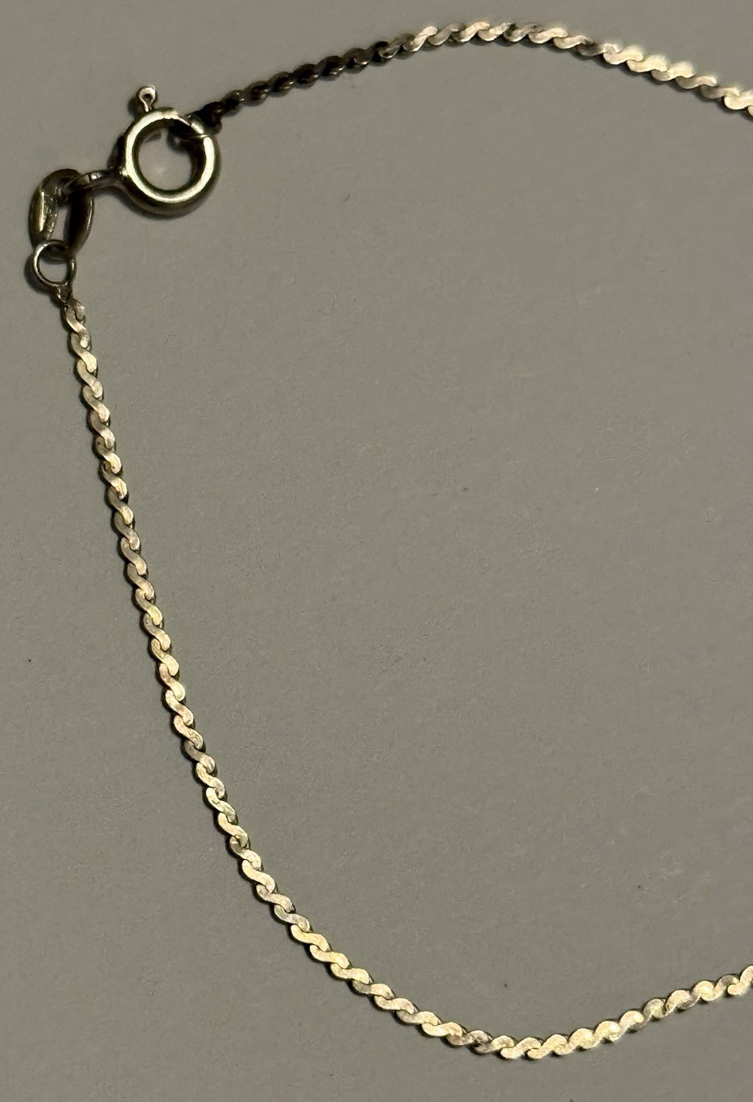 Vintage UnoAerre Italy 925 Sterling Silver Serpentine Flat Link Chain Bracelet7”
