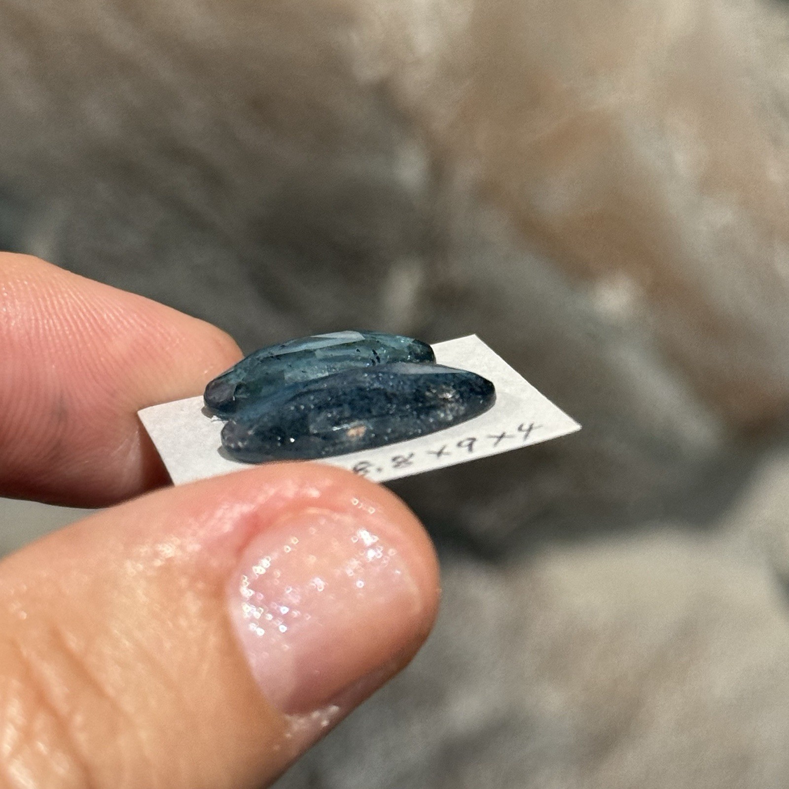 13.7ct 16.7-18.8x9x4mm Pair Teal Blue Faceted Moss Kyanite Oval Cabochon Gems
