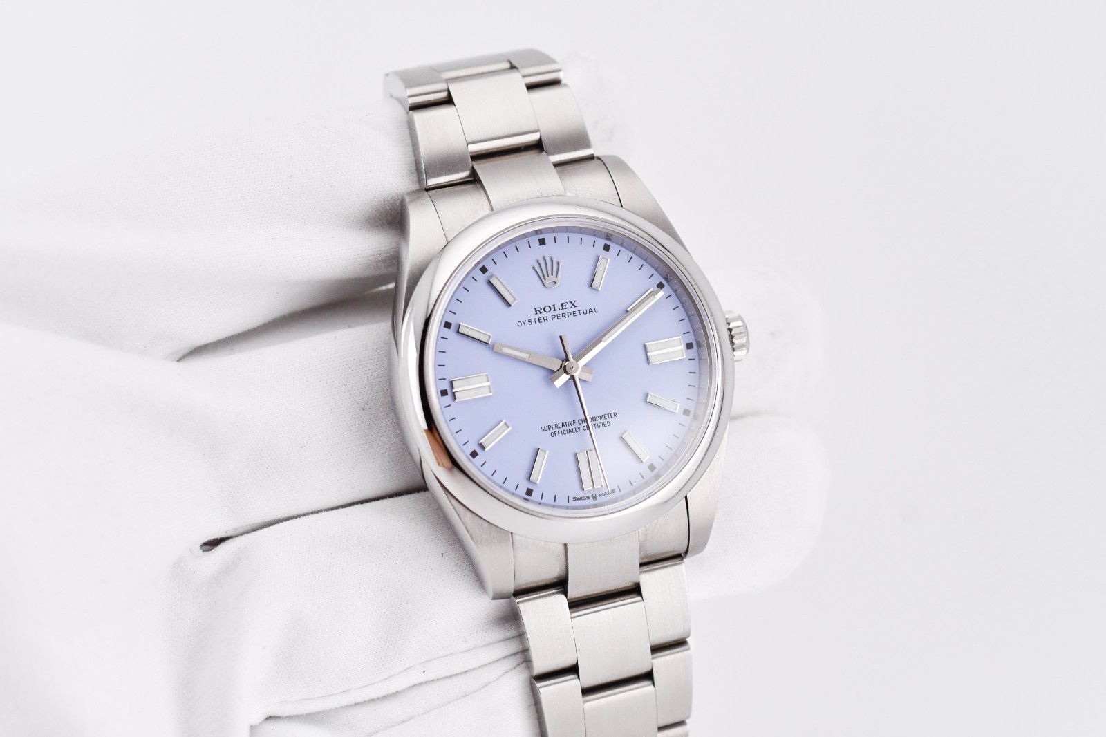 Rolex Oyster Perpetual 41mm Ref. 124300 Custom Lavender Dial Box and Paper
