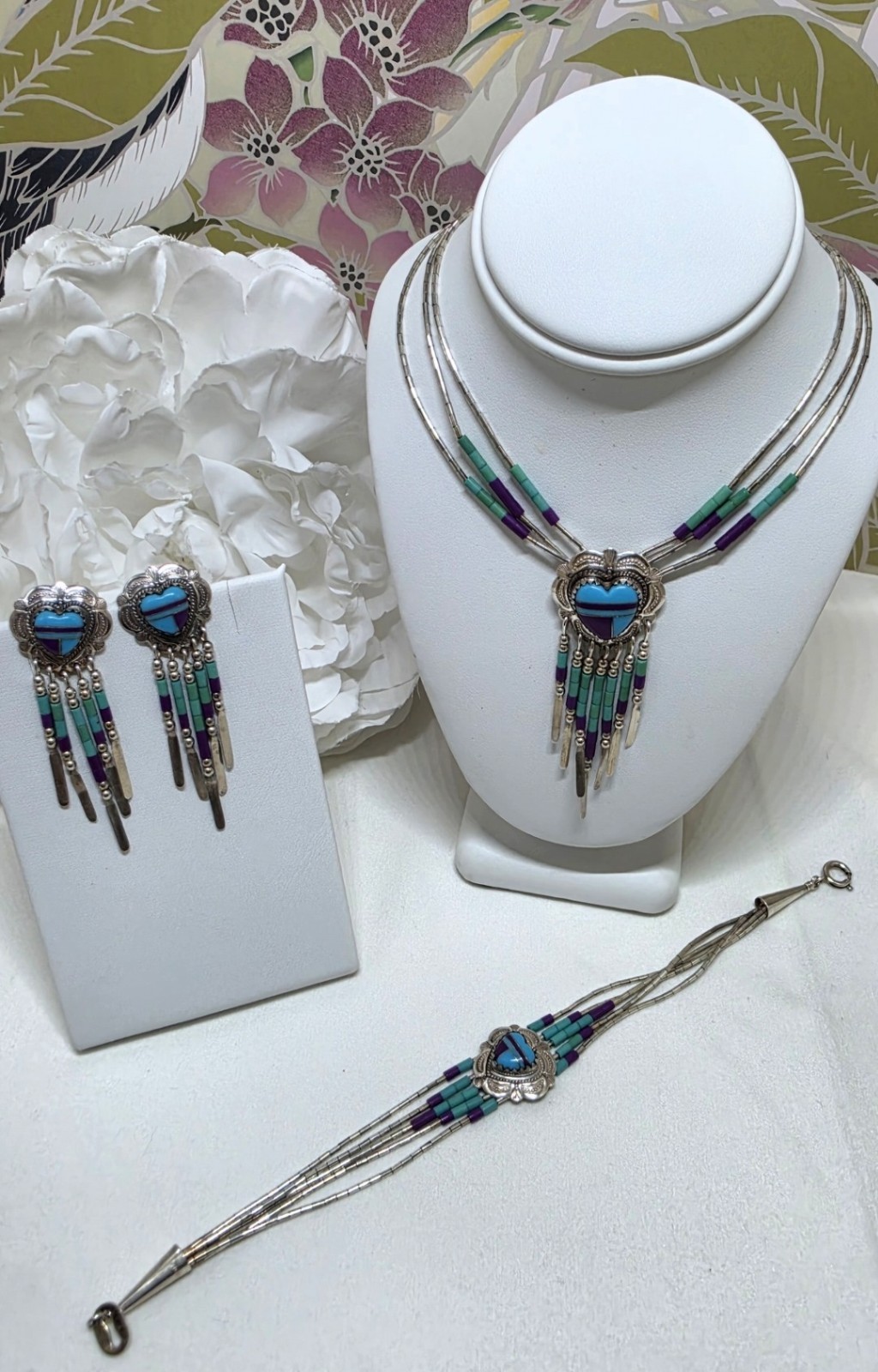 Carolyn Pollack S.W. Liquid Sterling Silver Turquoise And Sugilite Set