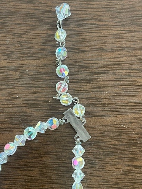 Vintage AB Clear Crystal 16″ Necklace & 7″ Bracelet 1950-60’s – Excellent Cond