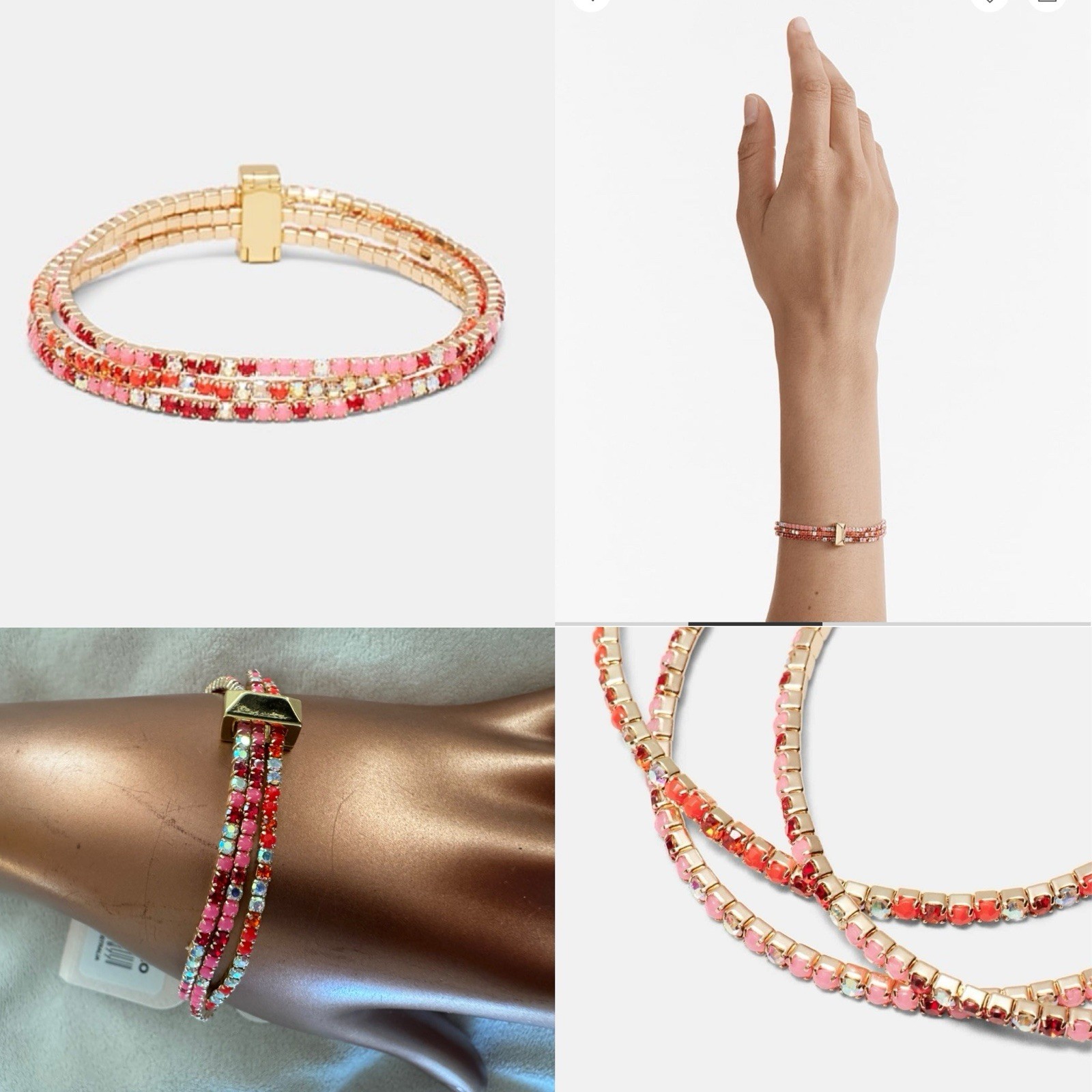 MIMCO 💜💜💜 Bracelet Stretch Strand Bead Shimmy Gold Claret Wrist New