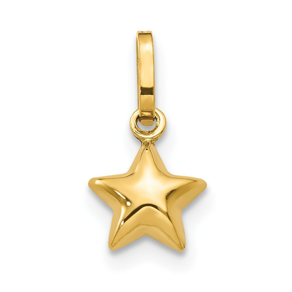 Real 14kt Yellow Gold 3D Puffed Star Charm