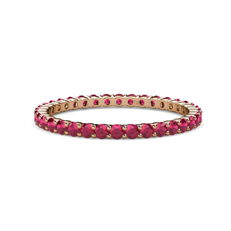 TriJewels Ruby Common Prong Eternity Band 7/8 ctw 14K Rose Gold JP:19650