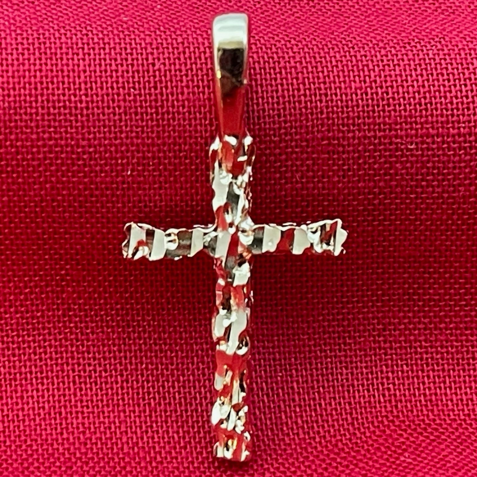 14 KT GOLD EP NUGGET CROSS PENDANT CHARM – 2058
