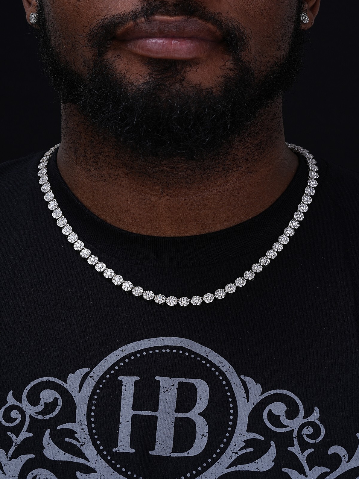 Real MOISSANITE Hip Hop Cluster Tennis Chain Necklace 7mm Pass Diamond Tester