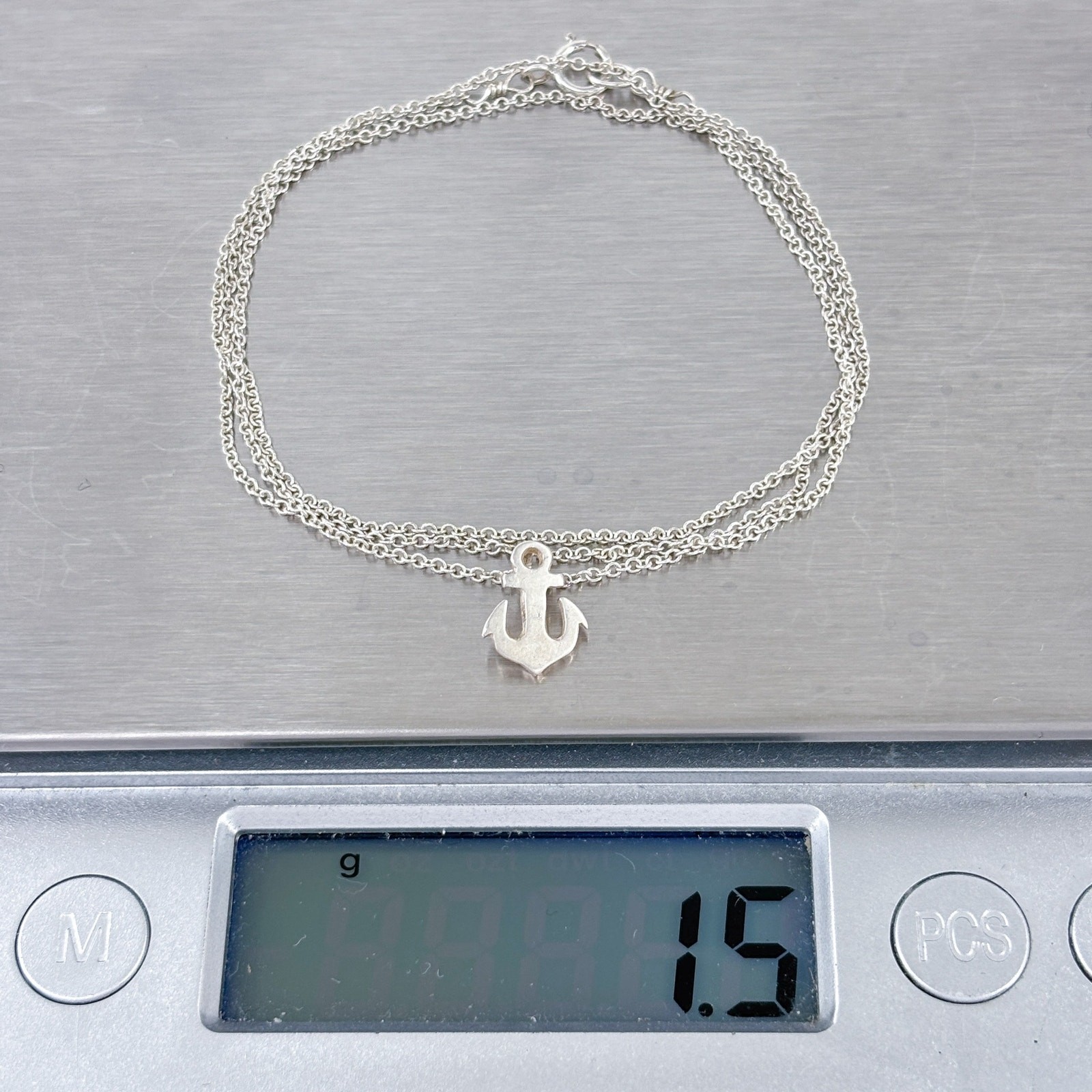 Dainty Anchor Pendant Necklace | Vintage Sterling Silver | Nautical Charm | 18″