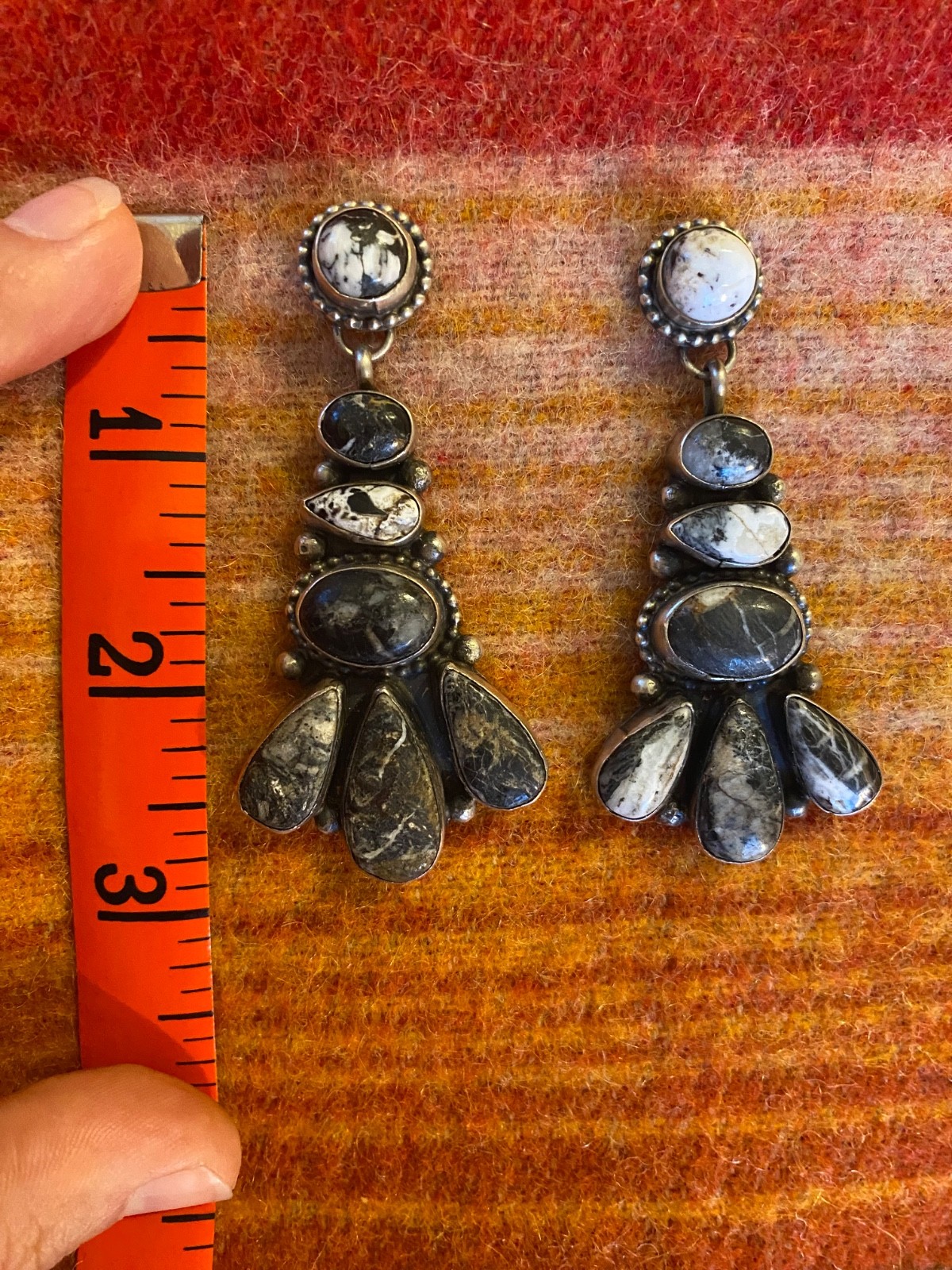 Navajo White Buffalo Dangle Earrings by Sheila Becenti