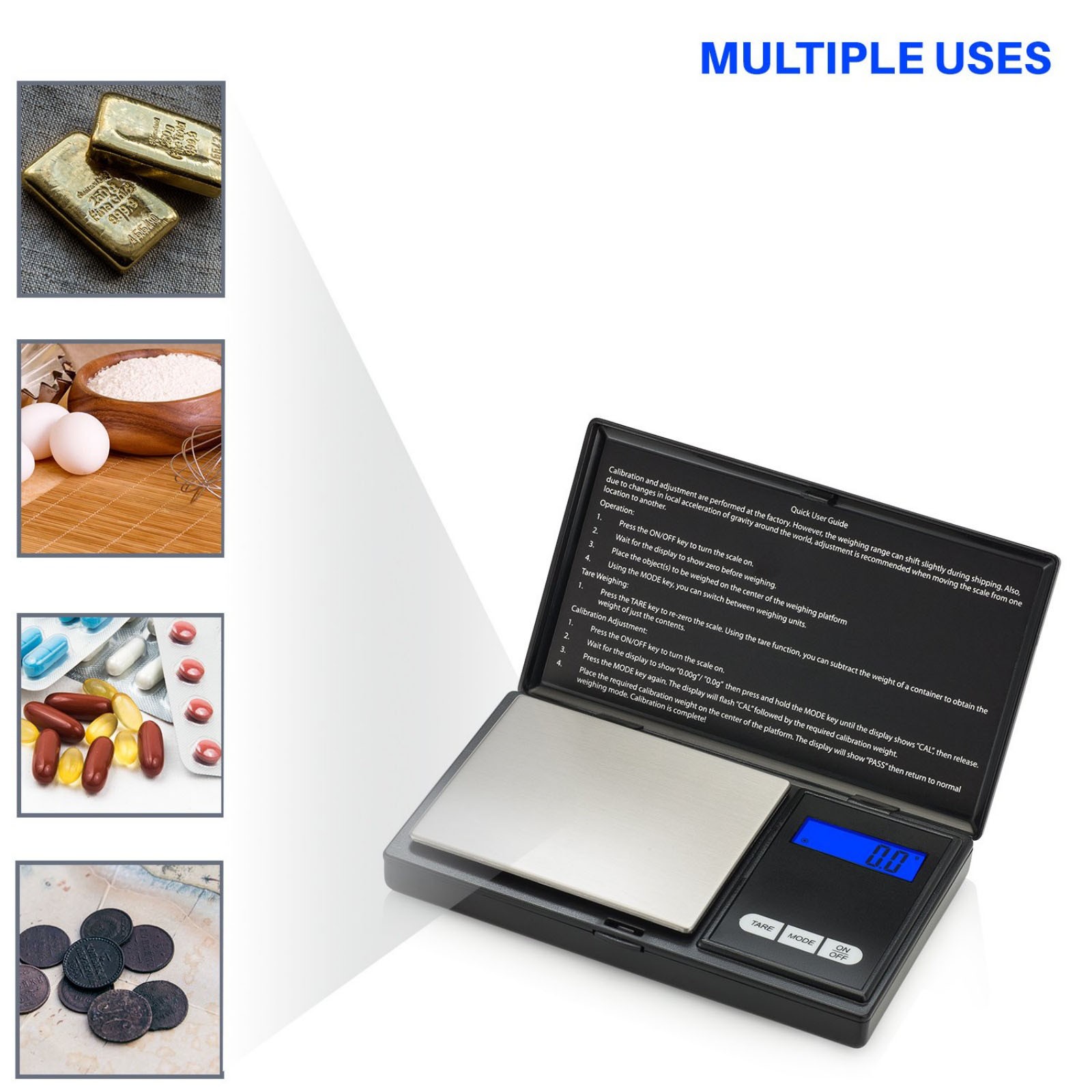 Digital Scale 1000g/0.1g Pocket Size with 6 Units Grams Ounces Grains Carats