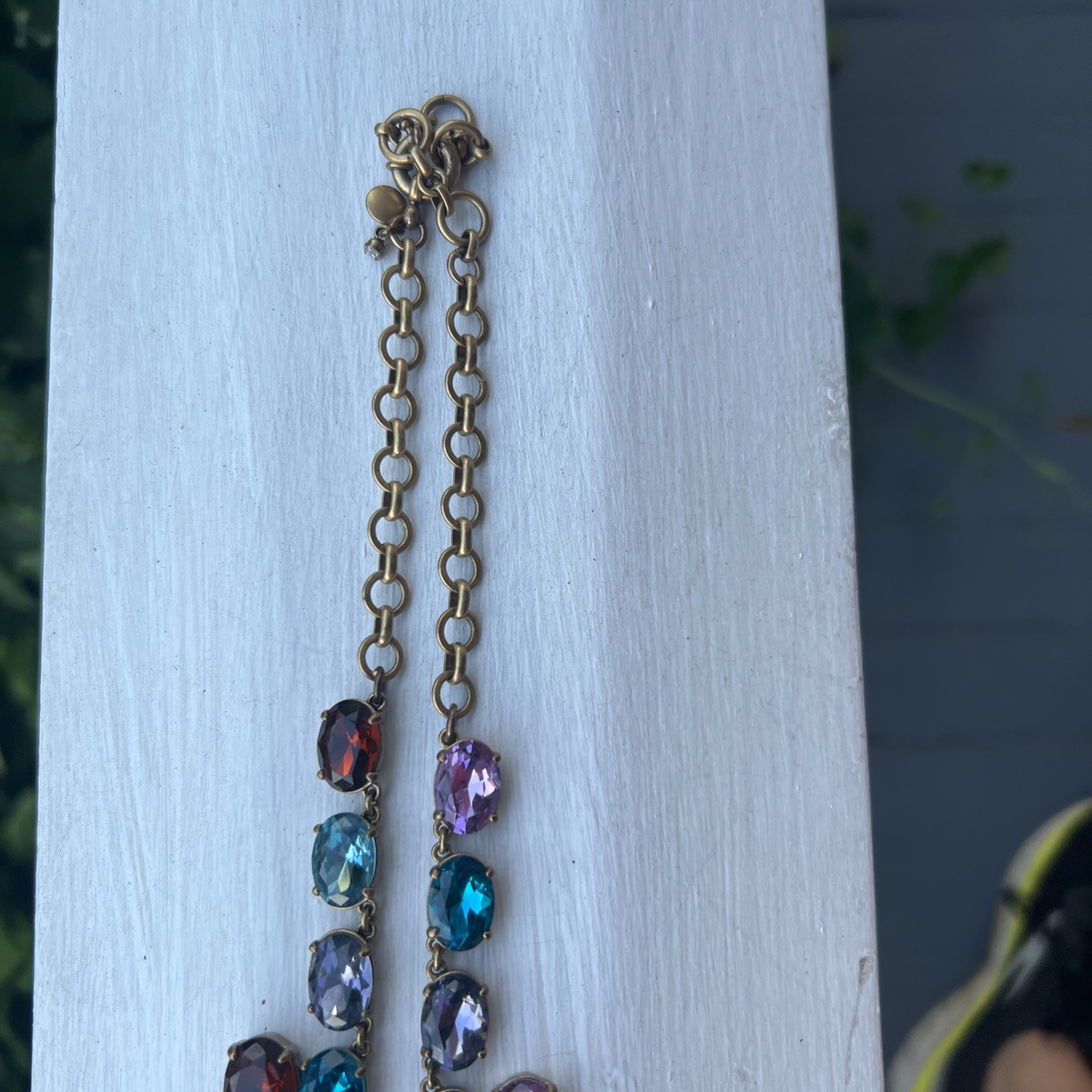 J.Crew Multicolor Blue Brown yellow Purple Collar Gold Crystal Necklace