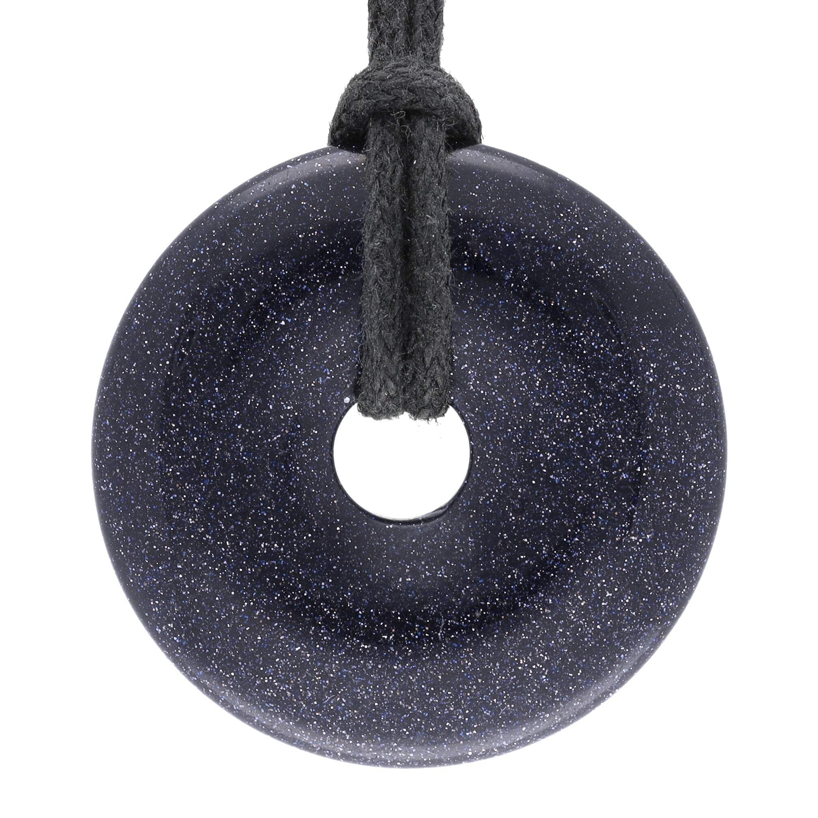 Blue Flow Donut 30mm Pendant with Cotton Ribbon | Gemstone Jewellery