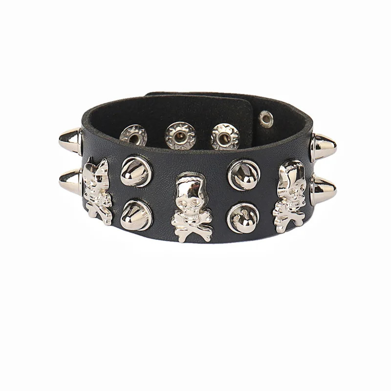 Punk Rivet Star PU Leather Bracelet for Women Men Hip Hop Gothic Dark Girl Rock