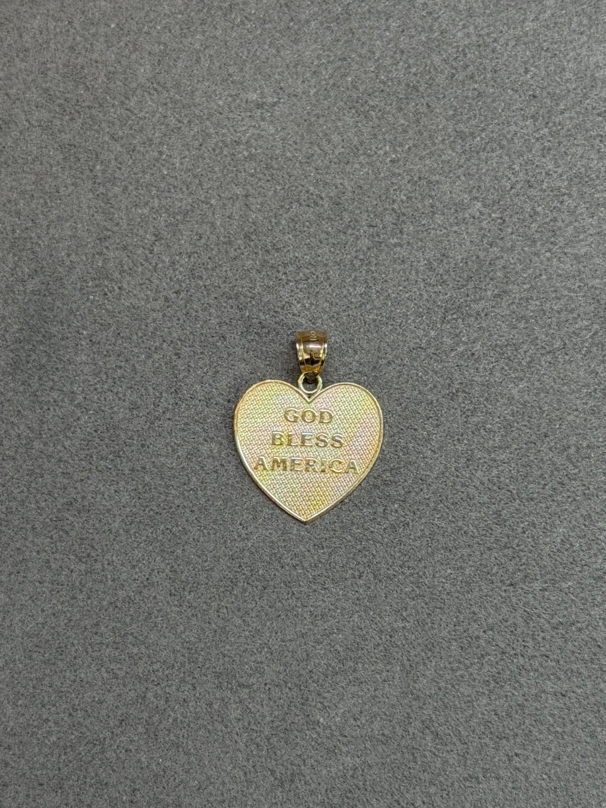 VTG RCI 10k Yellow Gold Double Sided Heart Flag God Bless America Pendant – RARE