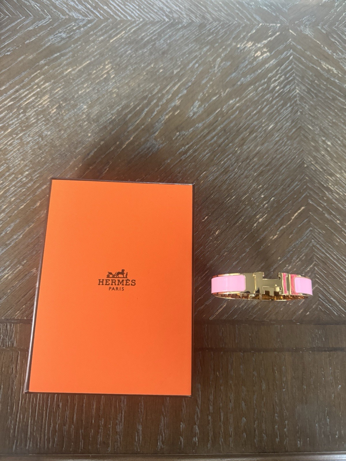 HERMÈS Clic Clac H Bracelet Pink Enamel Gold