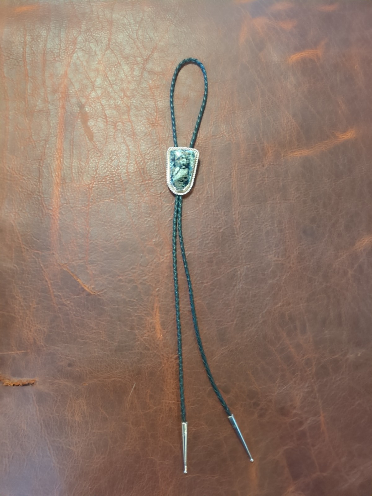 bolo tie silver handmade covellite