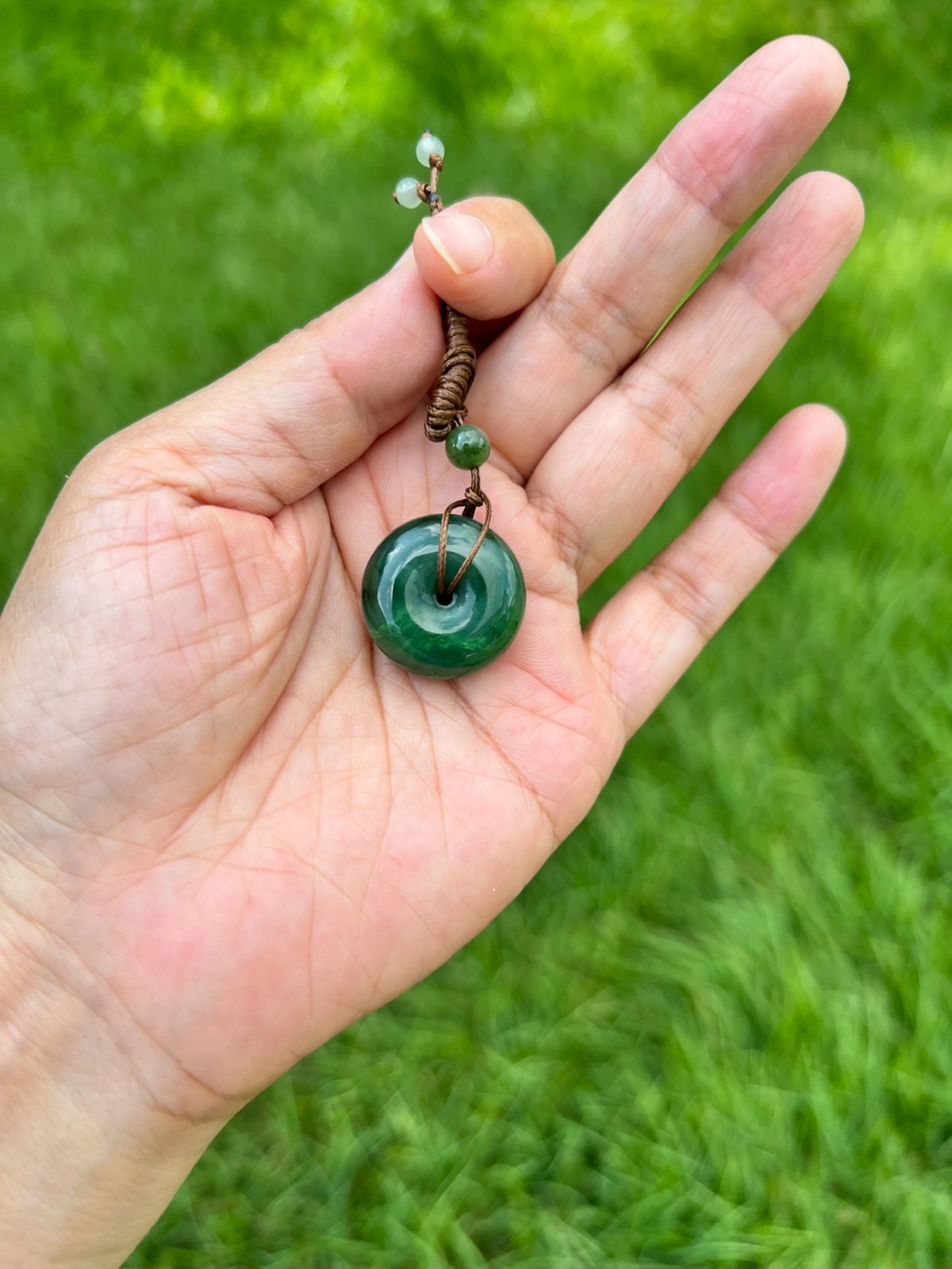 Genuine 100% Natural Rich Green Nephrite Jade PingAn Pendant H141 C