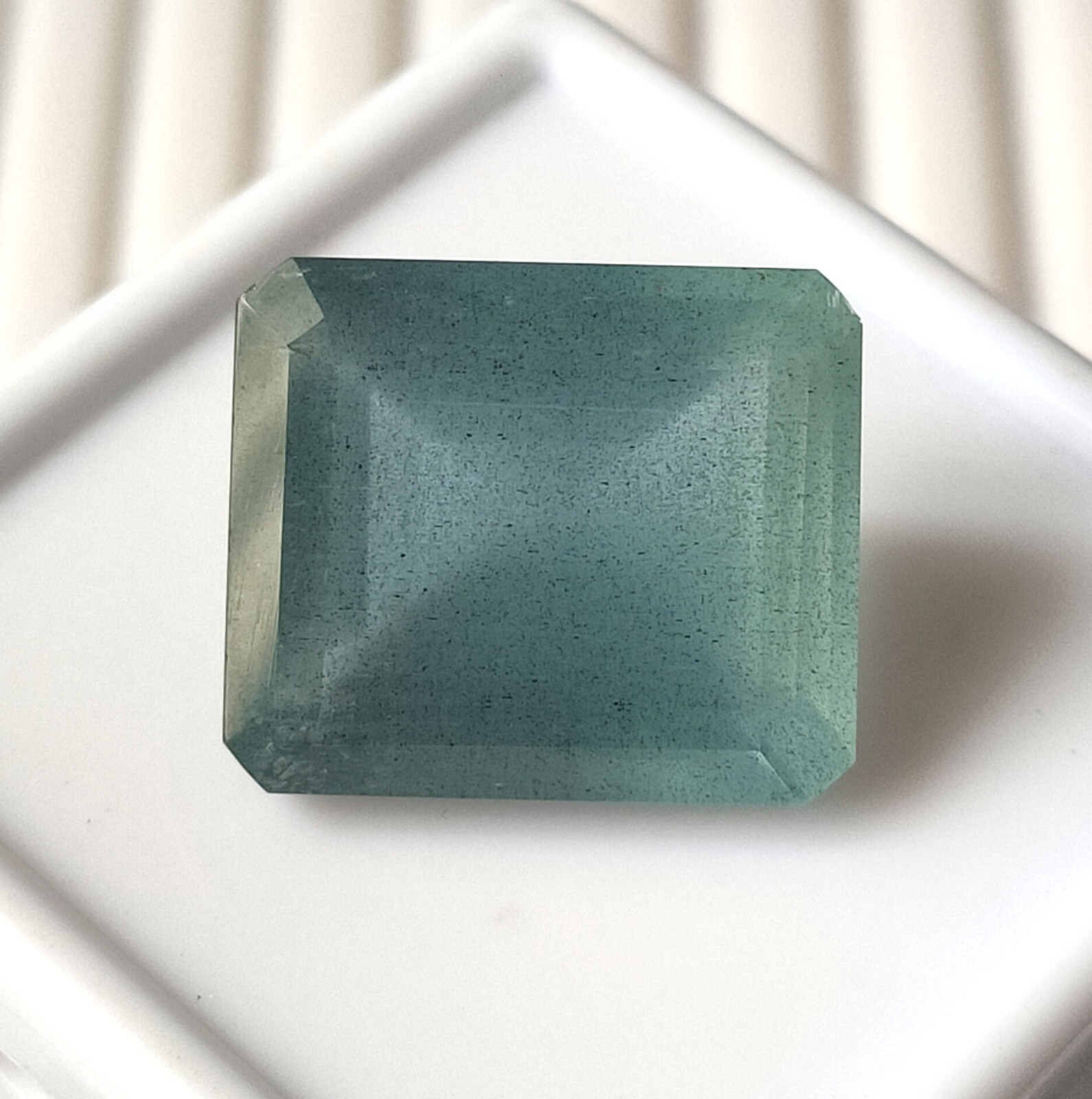 Aquamarine Greenish Blue Color 22.50 Carat Octagon Cut Faceted Natural Gemstone