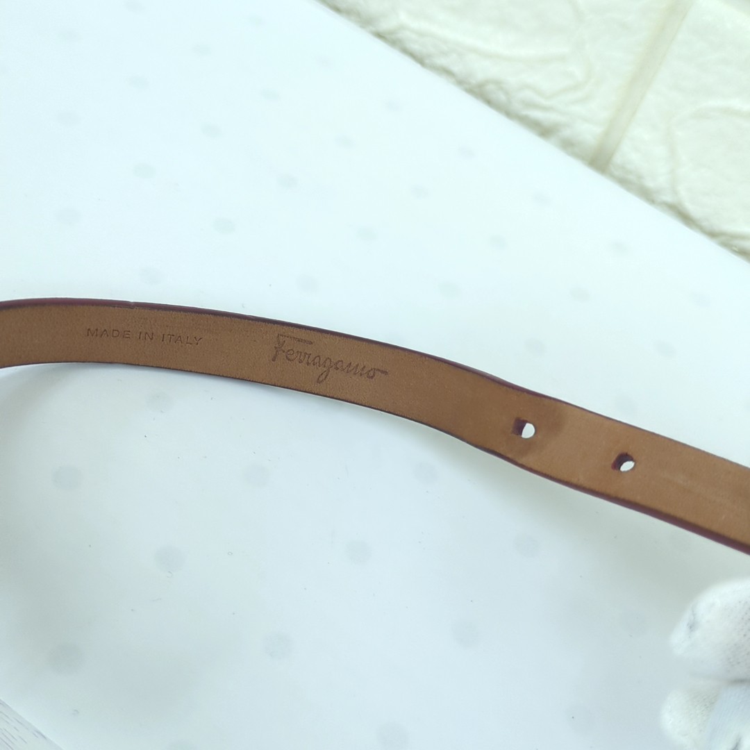Salvatore Ferragamo Bracelet Wrap Made in Italy Leather Red Approx. 25.5cm