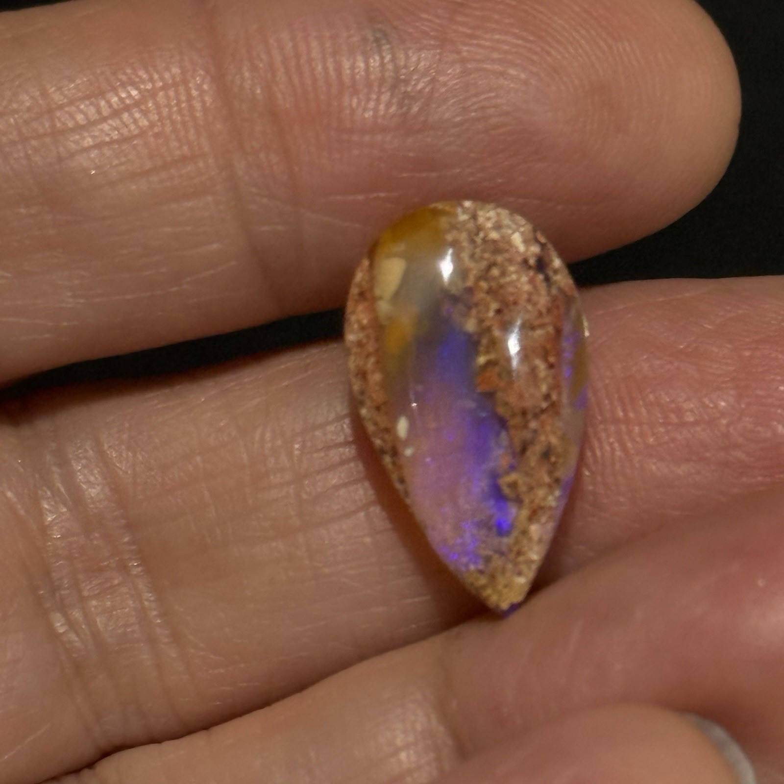 5.85ct 19.2x11x4.7mm Purple Crystal Pipe Australian Boulder Opal Cabochon Gem