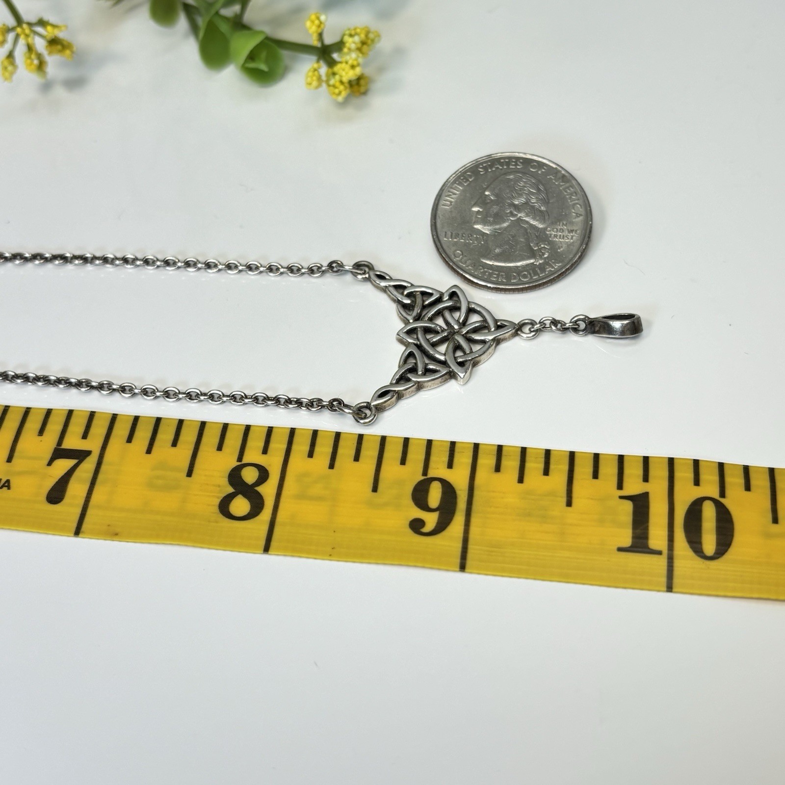 VTG Peter Stone Sterling Silver 925 Celtic Triquetra Moonstone Necklace 16″-18”L