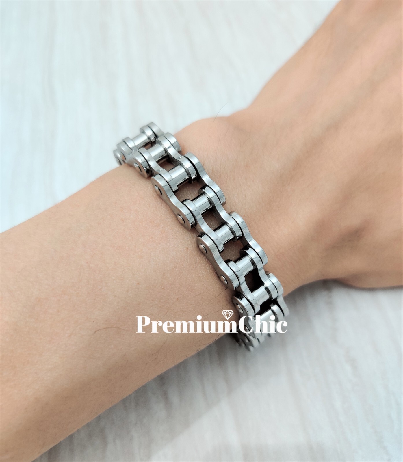 SOLID Stainless Steel Motorcycle Bike Chain Design Bracelet Men’s Jewelry 14MM
