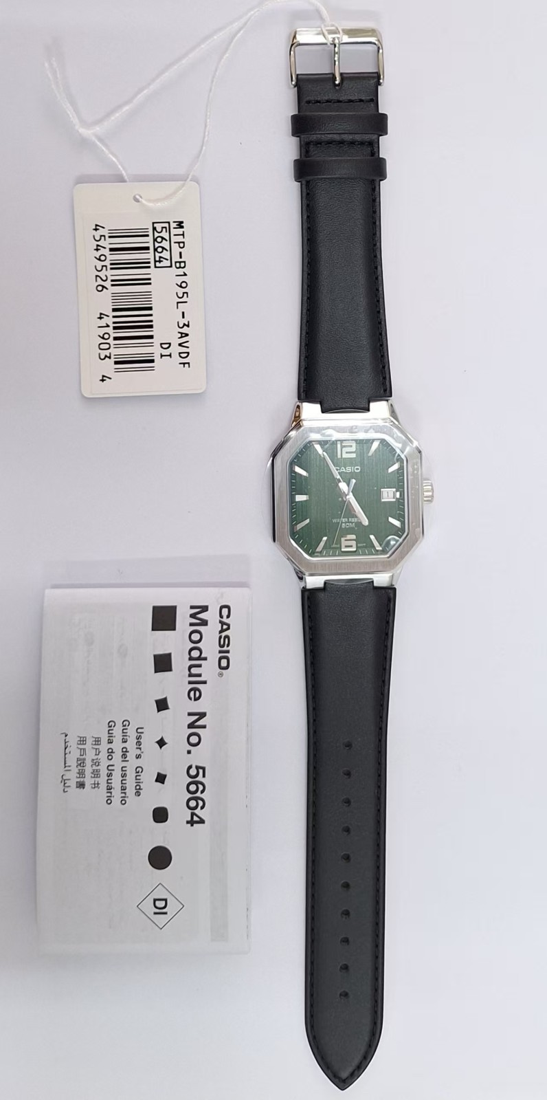 CASIO MTP‑B195 Series MTP-B195L-3AV Green Dial Analog 38 mm New Men’s Watch