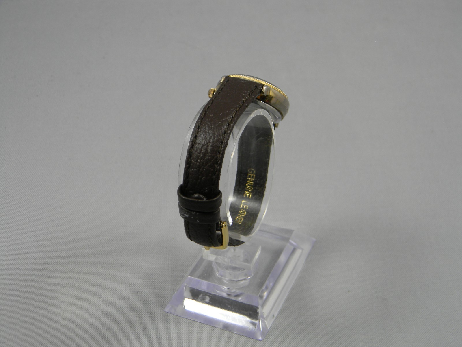 Milan Moon Phase Watch Women 24mm Gold Tone Date Leather Band New Battery