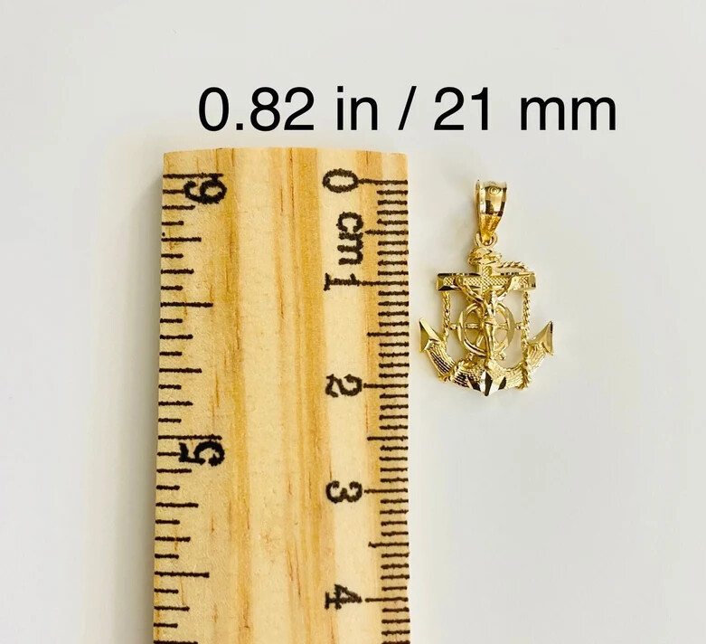 14K SOLID GOLD ANCHOR MARINER CROSS PENDANT, JESUS CHRIST CRUCIFIX – PT1226
