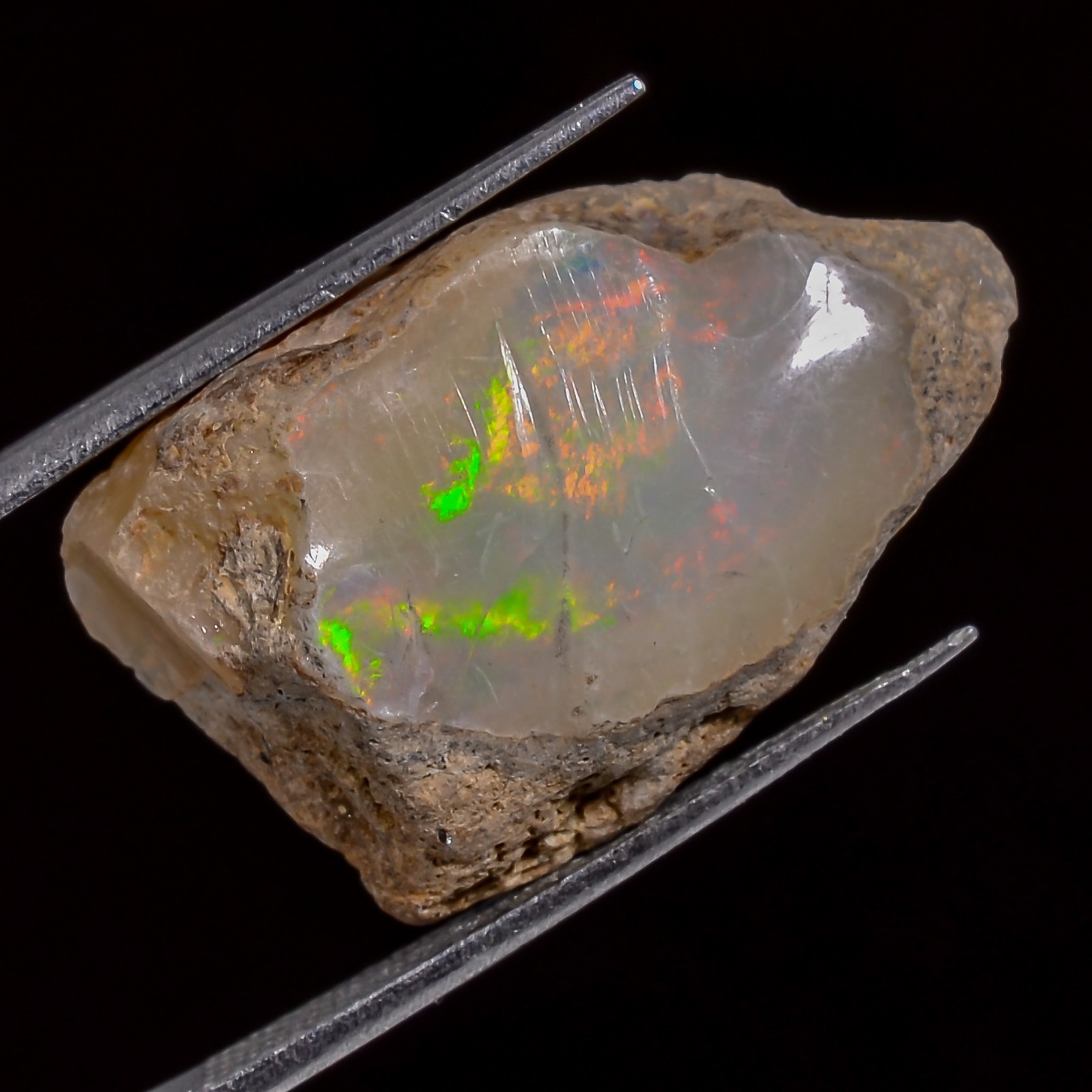 11.35 Ct Rare Natural Ethiopian Opal Rough Play of Color Opal 14x21x9 mm TP556