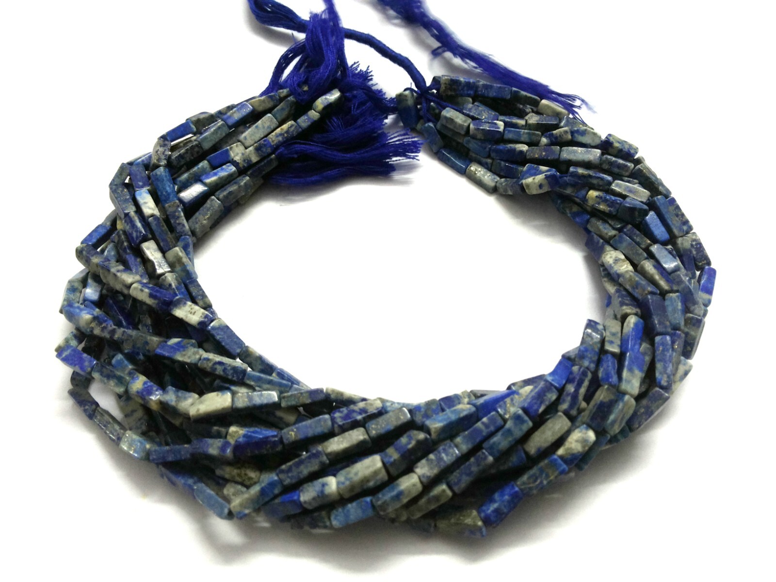 5 Strand Natural Lapis Lazuli Square Smooth 3×8-4x10mm Loose Beads 12″inch