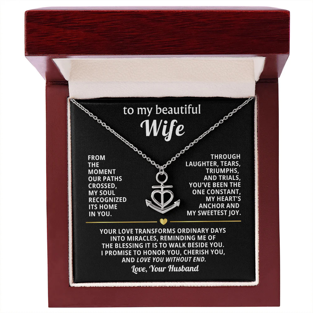 Wife Necklace Gift – You Are My Anchor