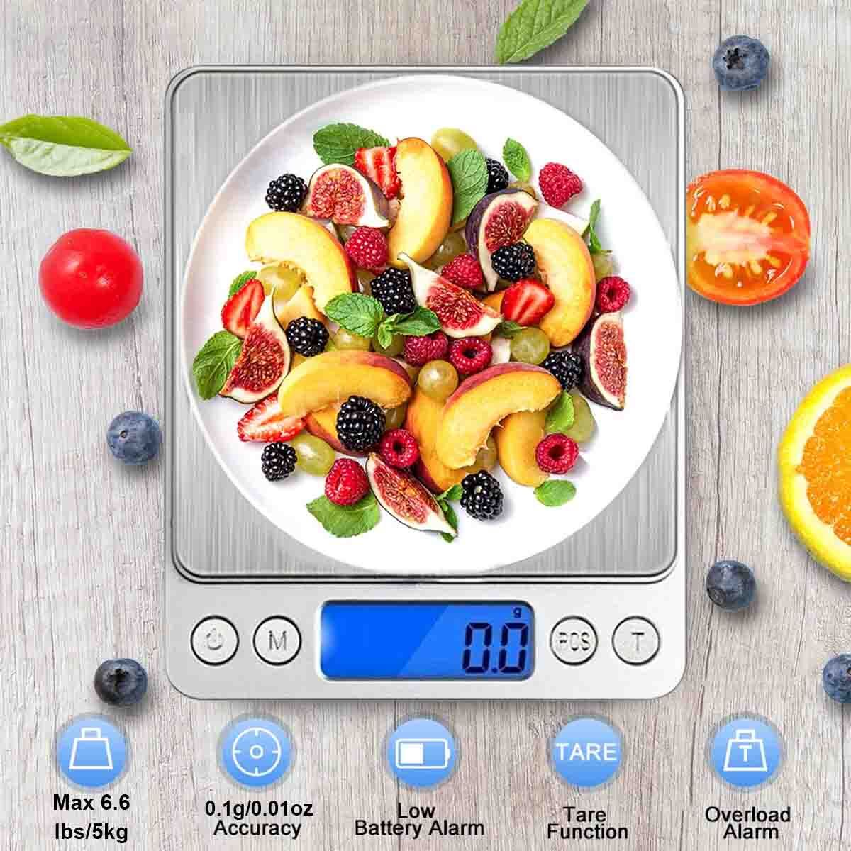 Food Scale, Kitchen Scale with Back-Lit LCD, 6.6lbs/3KG, 0.01oz/0.1g Accuracy