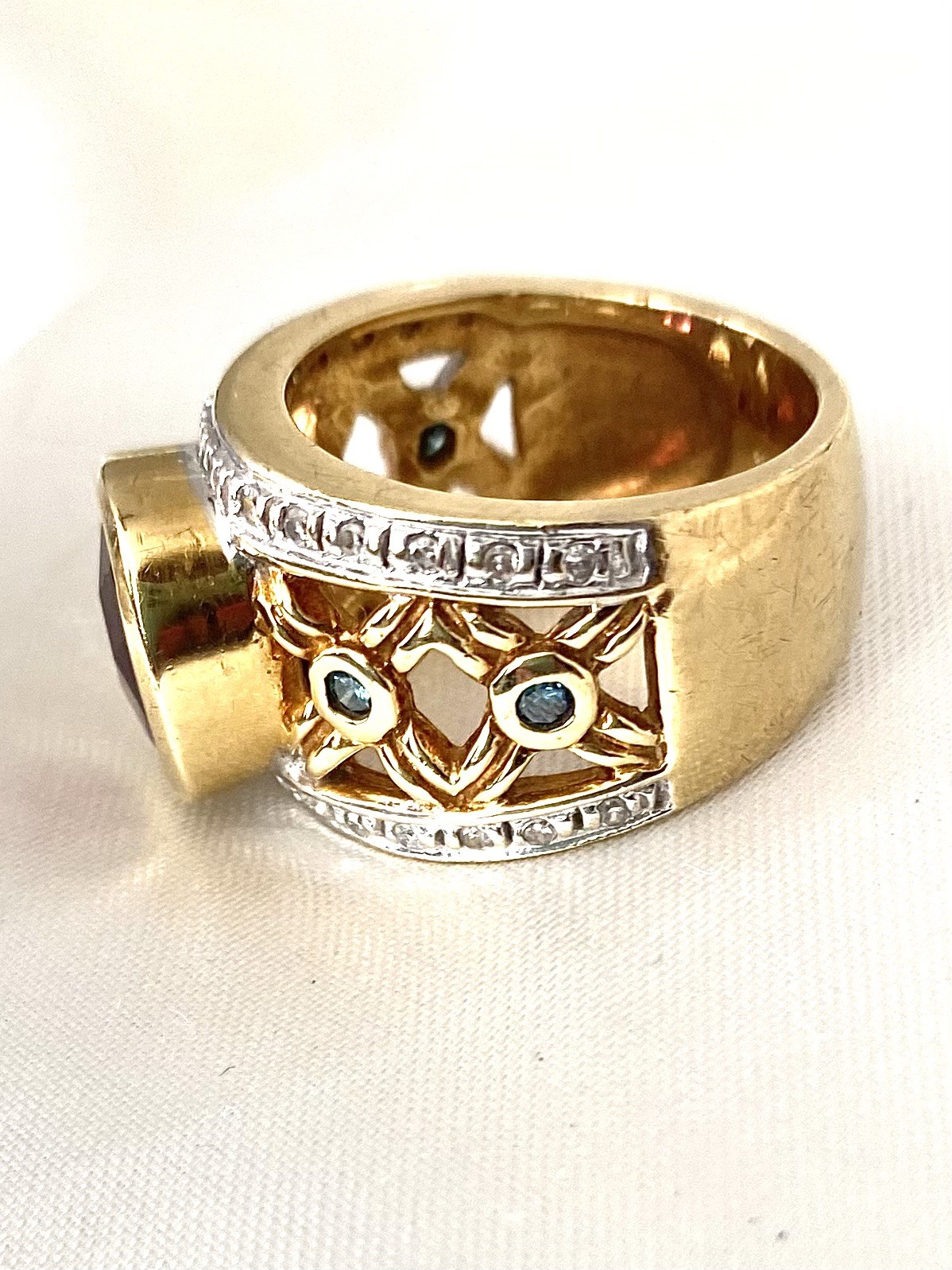 Michael Valitutti NH Vintage 18K Rhodolite Garnet & Diamond Ring-Sz 7- 16.20 Gms