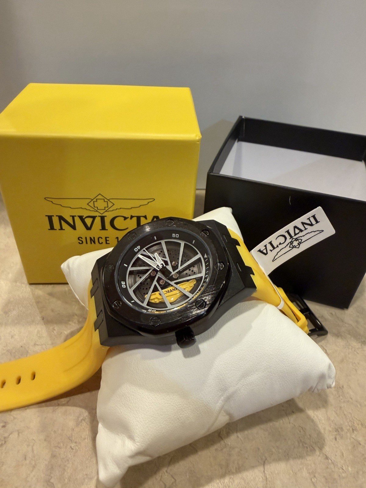 Invicta Speedway RIM Men’s 42mm Watch Yellow Black Racing Brake Caliper 69493
