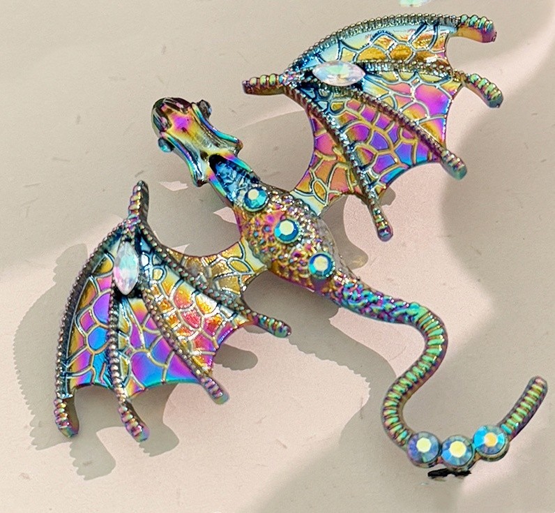 3PCS Fashion Rhinestone Enamel Dragon Little Dinosaur Brooch Pin 60x68mm