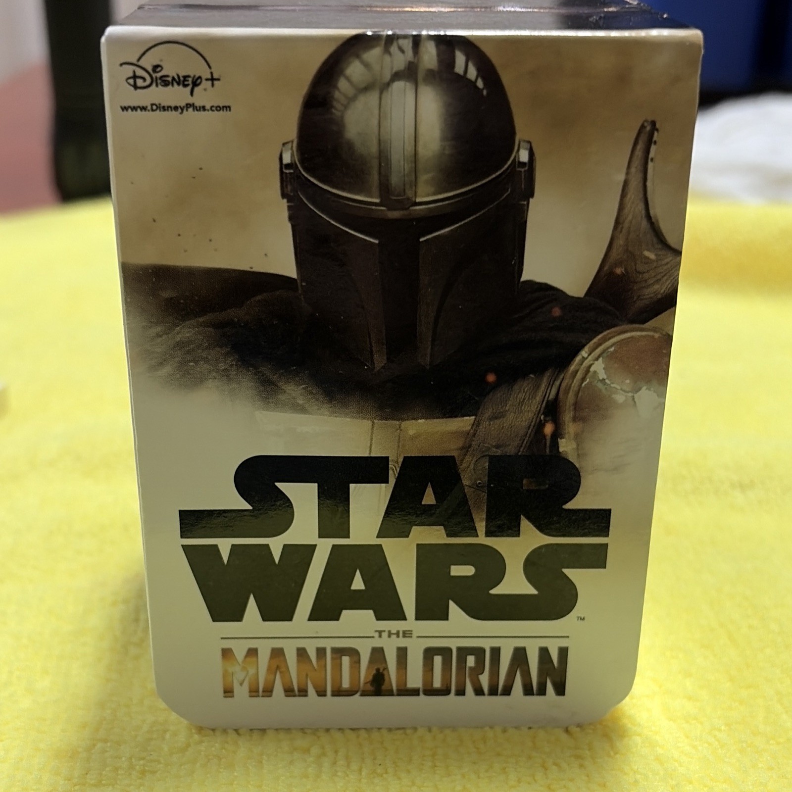Star Wars The Mandalorian Men’s Quartz Analog Watch Black Dial Leather Strap Box