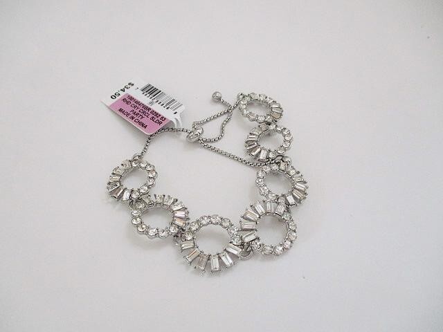 INC Silver-Tone Mixed Crystal Circle Slider Bracelet
