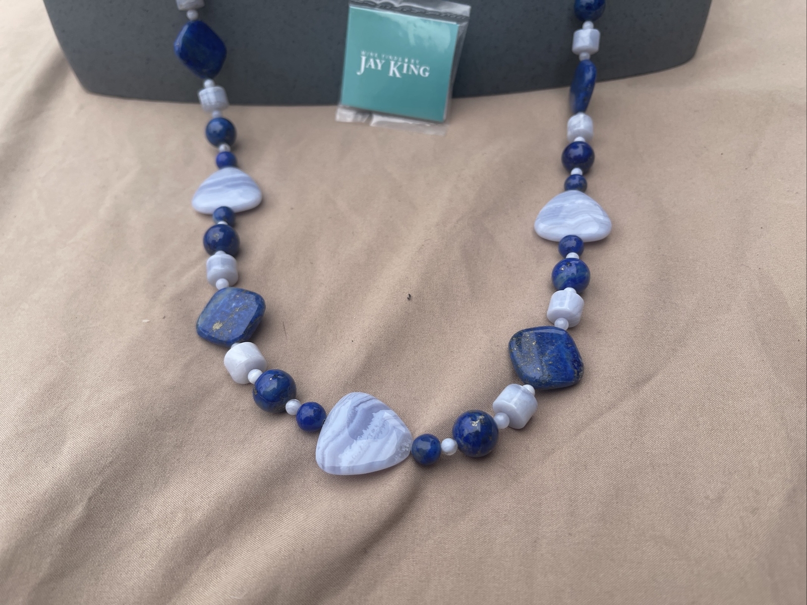 Mine Finds by Jay King DTR Sterling 925 blue lace agate lapis Nexklace 156 Grams