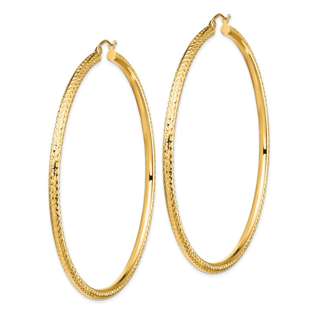 10k Yellow Gold 3mm Hoop Earrings for Women 4.77g L-71.8mm, W-70mm