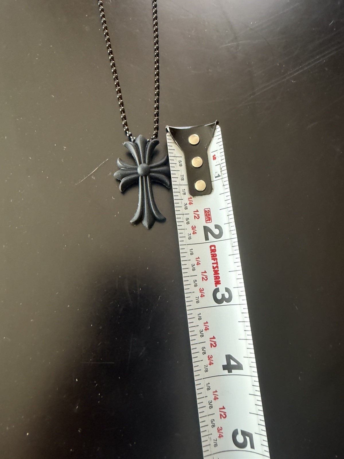 Chrome Goth Cross Style Necklace BLACK